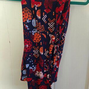 Lularoe Black, Red, Orange Print Leggings- T/C